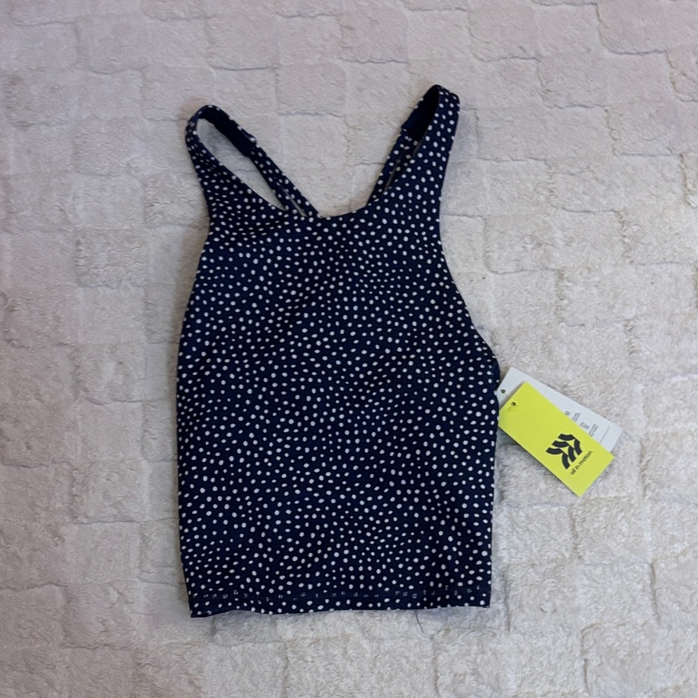 All in Motion Navy and White Polka Dot Tank Top